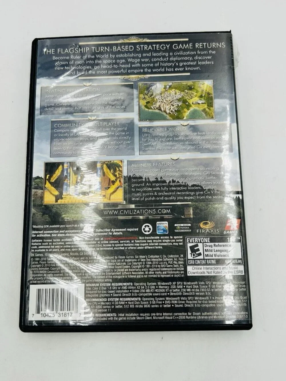 Sid Meier's Civilization V PC DVD-ROM Video Game Strategy Game Manual and Poster